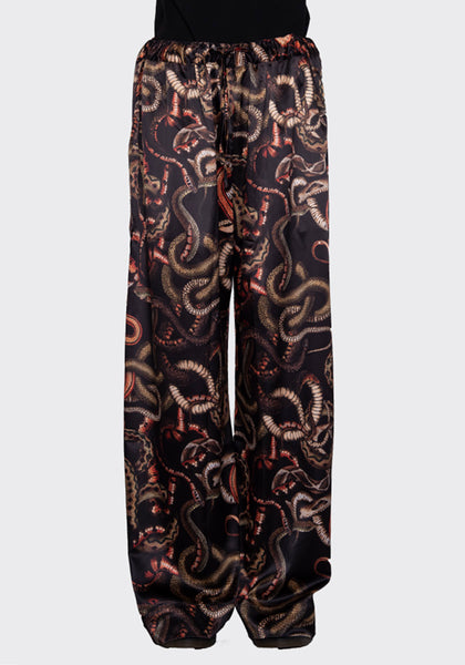 LU'U DAN MP022W_FS FLUID SATIN PYJAMA TROUSERS SNAKE PRINT FW22 | DOSHABURI Online Shop