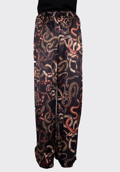 LU'U DAN MP022W_FS FLUID SATIN PYJAMA TROUSERS SNAKE PRINT FW22 | DOSHABURI Online Shop