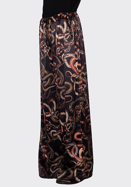 LU'U DAN MP022W_FS FLUID SATIN PYJAMA TROUSERS SNAKE PRINT FW22 | DOSHABURI Online Shop