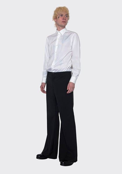 LU'U DAN MP009_LW 70'S LIGHT WOOL BELLBOTTOM TROUSERS BLACK FW22 | DOSHABURI Online Shop