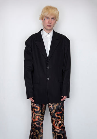 LU'U DAN MJ002_FT FLUID TAILORING OVERSIZED GANGSTER JACKET BLACK FW22 | DOSHABURI Online Shop