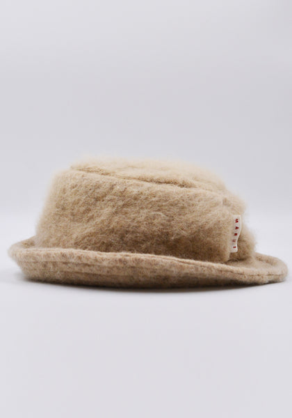 MARNI CLZC0090Q0 BRUSHED WOOL BLEND BUCKET HAT BEIGE FW22 | DOSHABURI Online Shop