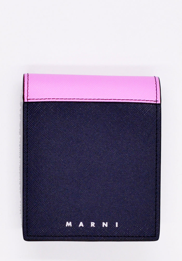 MARNI SAFFIANO LEATHER BI-FOLD WALLET NAVY/PINK | DOSHABURI Online Shop