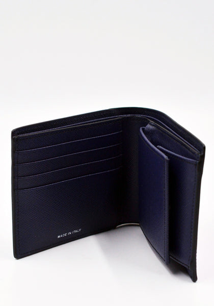 MARNI SAFFIANO LEATHER BI-FOLD WALLET NAVY/PINK | DOSHABURI Online Shop