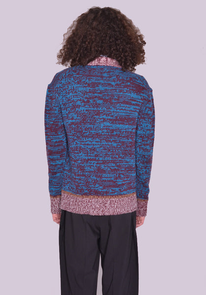 MARNI CDMG0092Q0 V-NECK CARDIGAN BORDEAUX/BLUE FW22 | DOSHABURI Online Shop