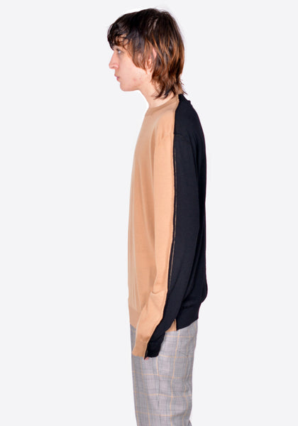 MARNI GCMG0265Q0 LIGHT WOOL BICOLOR SWEATER DUNE/BLACK FW22 | DOSHABURI Online Shop