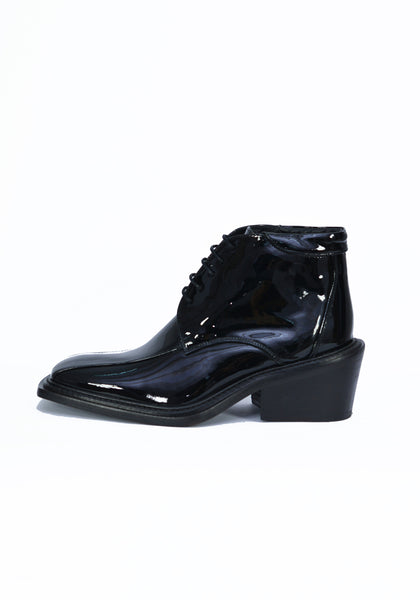 MARTINE ROSE WOMENS PATENT LEATHER ANKLE SHOES BLACK - DOSHABURI Shop