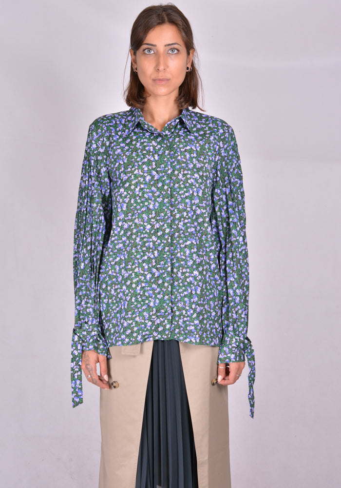 ROKH R0CA165 JP PLEATED SLEEVE BLOUSE FLOWER FIELD