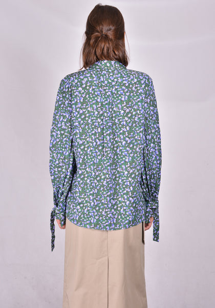 ROKH R0CA165 JP PLEATED SLEEVE BLOUSE FLOWER FIELD