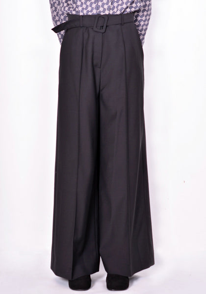 ROKH R1CA62 WM HIGH WAISED BELT TROUSER BLACK 2021FW | DOSHABURI Online Shop