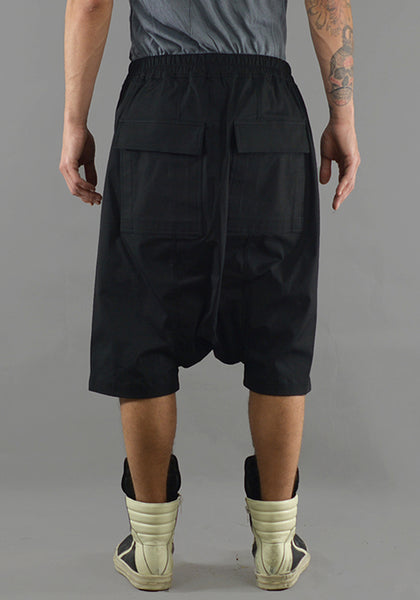 RICK OWENS RU19F4384 TEEC2 PODS SHORTS BLACK - DOSHABURI Shop