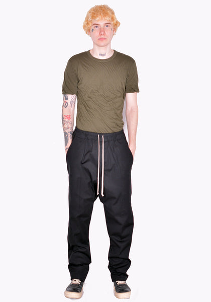 RICK OWENS RU02B2380 TE 09 DRAWSTRING LONG PANTS BLACK FW22 | DOSHABURI Online Shop