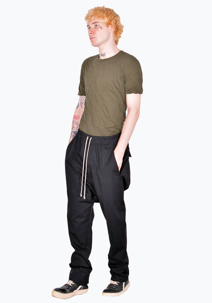 RICK OWENS RU02B2380 TE 09 DRAWSTRING LONG PANTS BLACK FW22 | DOSHABURI Online Shop