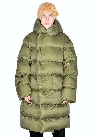 RICK OWENS RU02B2998 NZD3 15  PADDED & QUILTED HOODED LINER COAT GREEN FW22 | DOSHABURI Online Shop