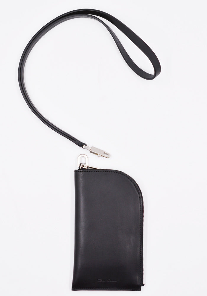 RICK OWENS RR01B1403 LGE LEATHER NECKWALLET BLACK SS22 | DOSHABURI Online Shop