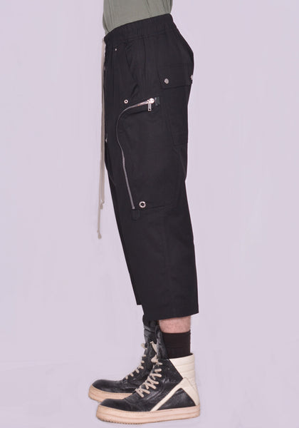 RICK OWENS MEN RU01C4348 TE BAUHAUS BELA CROPPED PANTS BLACK SS23 | DOSHABURI Online Shop