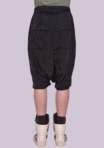 RICK OWENS MEN RU01C4384 J 09 RICK'S PODS SHORTS CUPRO BLACK SS23 | DOSHABURI Online Shop