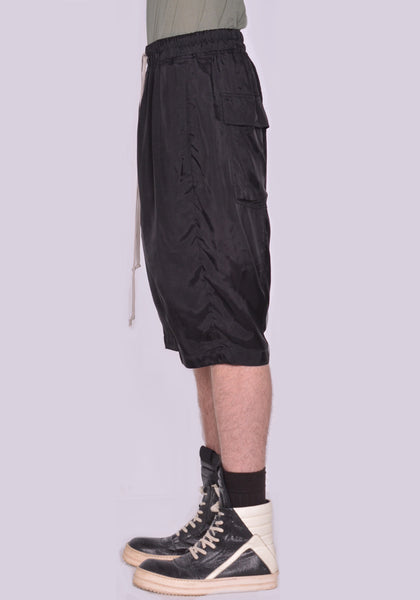 RICK OWENS MEN RU01C4384 J 09 RICK'S PODS SHORTS CUPRO BLACK SS23 | DOSHABURI Online Shop