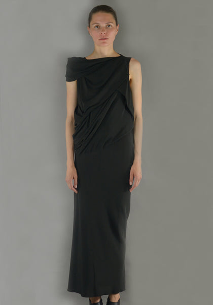 RICK OWENS RP19F5574 CC 09 KNOT DRESS BLACK - DOSHABURI Shop