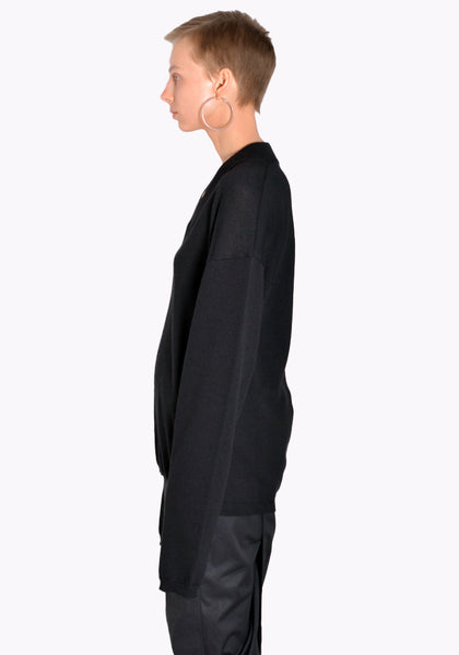 RICK OWENS RP02B6626 M V-NECK KNIT SWEATER BLACK FW22 | DOSHABURI Online Shop