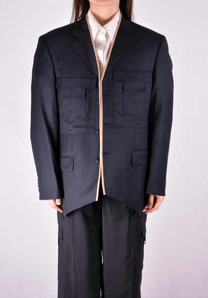 SITUATIONIST JACK-03-WOOL-BLUE JACKET DARK BLUE - DOSHABURI Shop