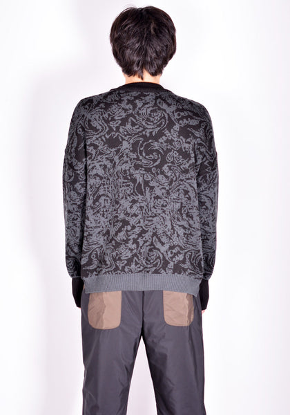 SERAPIS JACQUARD KNIT SWEATER GREY/BLACK SWIRL FW21 | DOSHABURI Online Shop