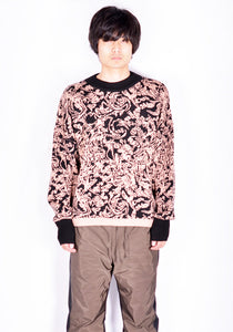 SERAPIS JACQUARD KNIT SWEATER SALMON PINK/BLACK SWIRL FW21 | DOSHABURI Online Shop