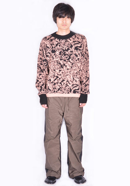 SERAPIS JACQUARD KNIT SWEATER SALMON PINK/BLACK SWIRL FW21 | DOSHABURI Online Shop