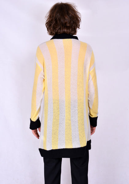 SUNNEI LS01 STRIPE LONG KNIT SWEATER YELLOW/WHITE/BLACK FW20 | DOSHABURI Online Shop