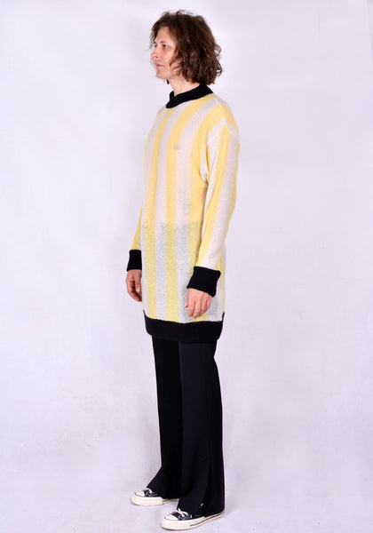 SUNNEI LS01 STRIPE LONG KNIT SWEATER YELLOW/WHITE/BLACK FW20 | DOSHABURI Online Shop