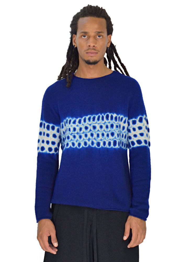 SUZUSAN 3028K-031 UNISEX SEAMLESS CASHMERE KNIT SWEATER BLUE - DOSHABURI Shop