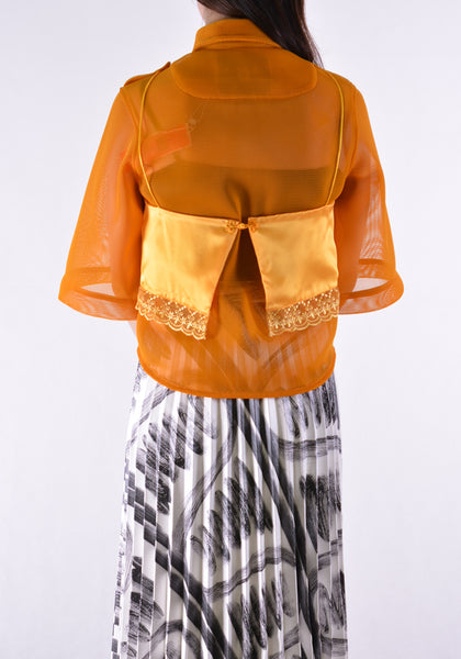 THEBE MAGUGU TM SS20-00016 MESH SAFARI SHIRT ORANGE - DOSHABURI Shop