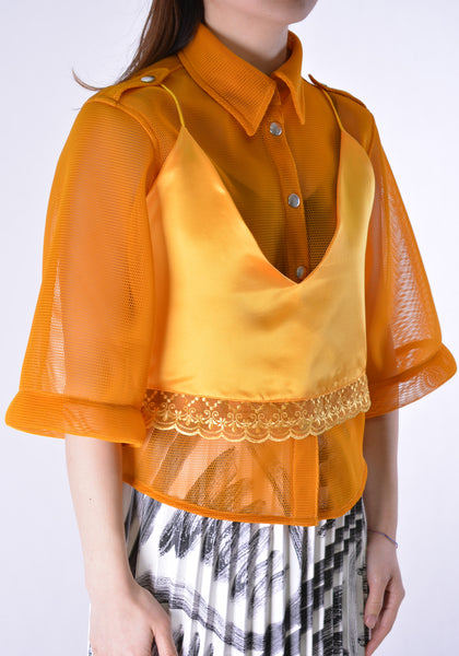 THEBE MAGUGU TM SS20-00016 MESH SAFARI SHIRT ORANGE - DOSHABURI Shop