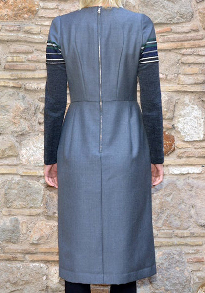 UJOH LONG SLEEVE BELTED DRESS GREY 50% Off-Sale Doshaburi Online Shop