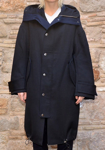 UJOH HOODED COCOON COAT NAVY 50%OFF Sale-DOSHABURI Online Shop 