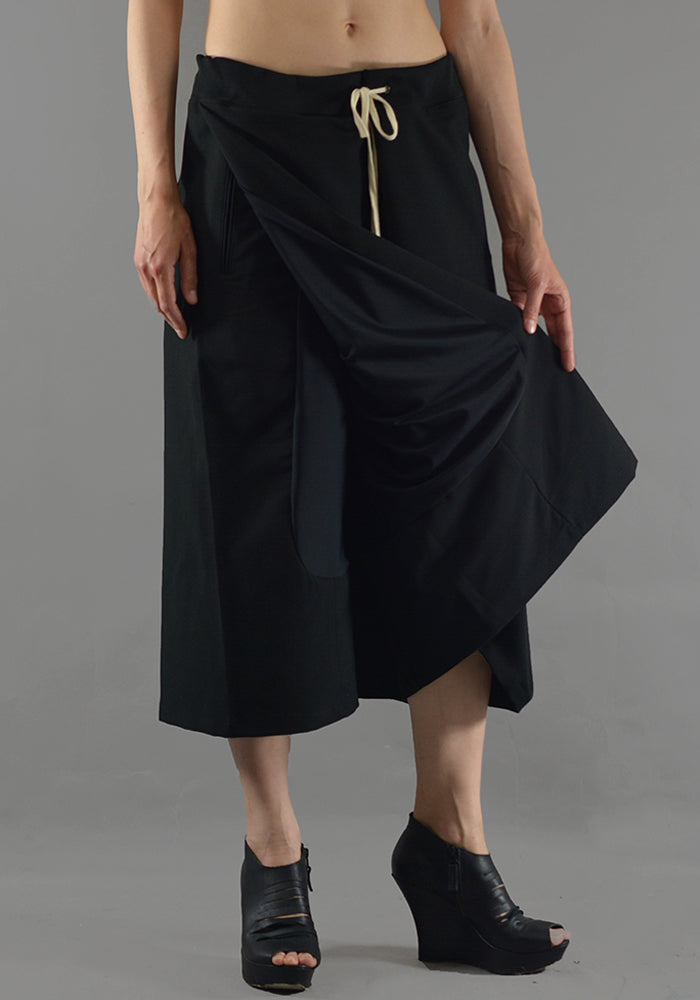 YUIKI SHIMOJI UNISEX SKIRT TROUSERS BLACK - DOSHABURI Shop