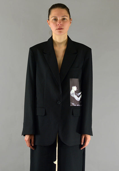 YUIKI SHIMOJI PATCHED BLAZER BLACK COCTEAU - DOSHABURI Shop