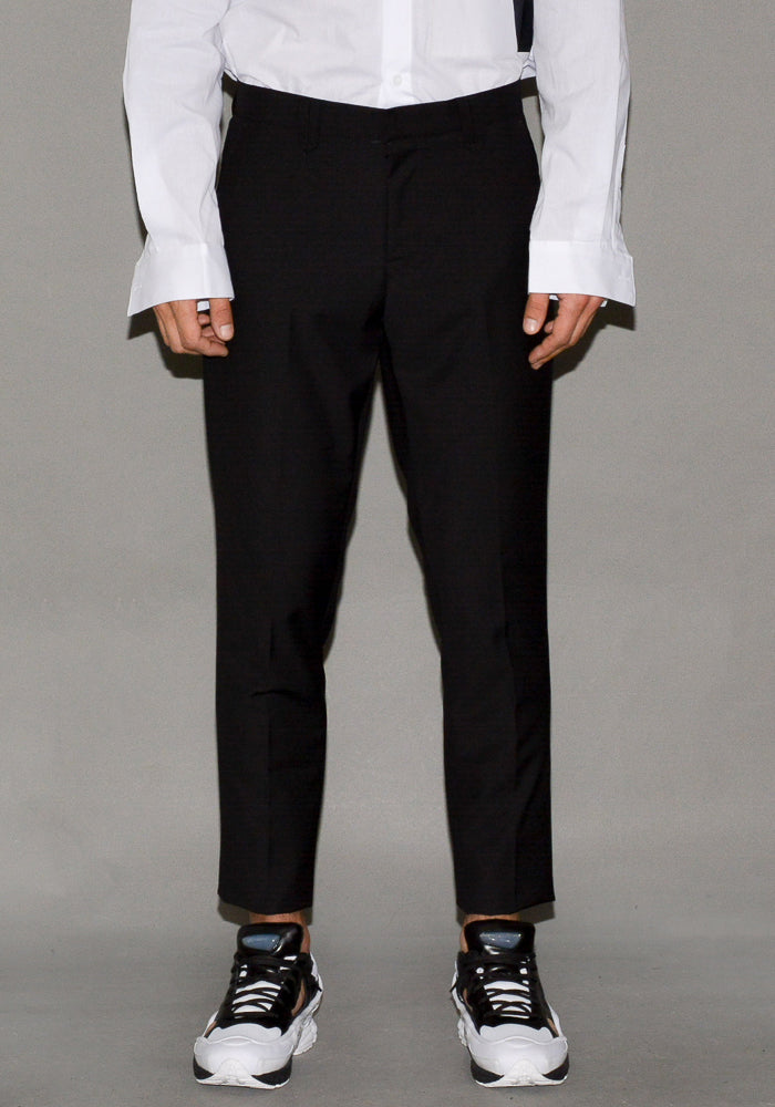 YUIKI SHIMOJI UNISEX TAPERED TROUSERS BLACK - DOSHABURI Shop