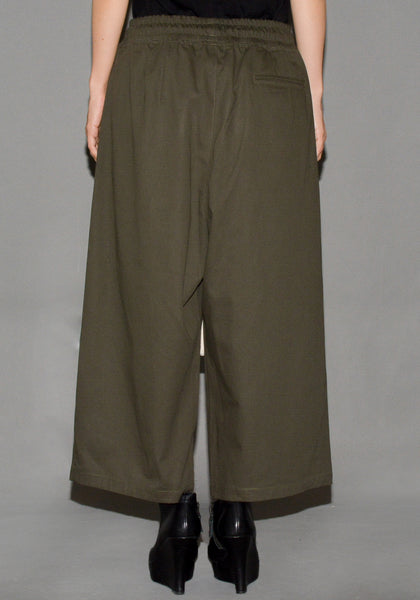 YUIKI SHIMOJI UNISEX CROPPED WIDE PANTS KHAKI - DOSHABURI Shop